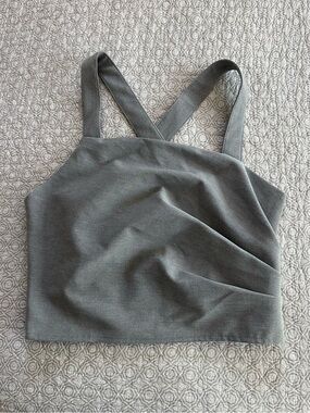 NEW! MOTF Gray Sleeveless Crossback Top Asymmetrical Ruched Career Size L